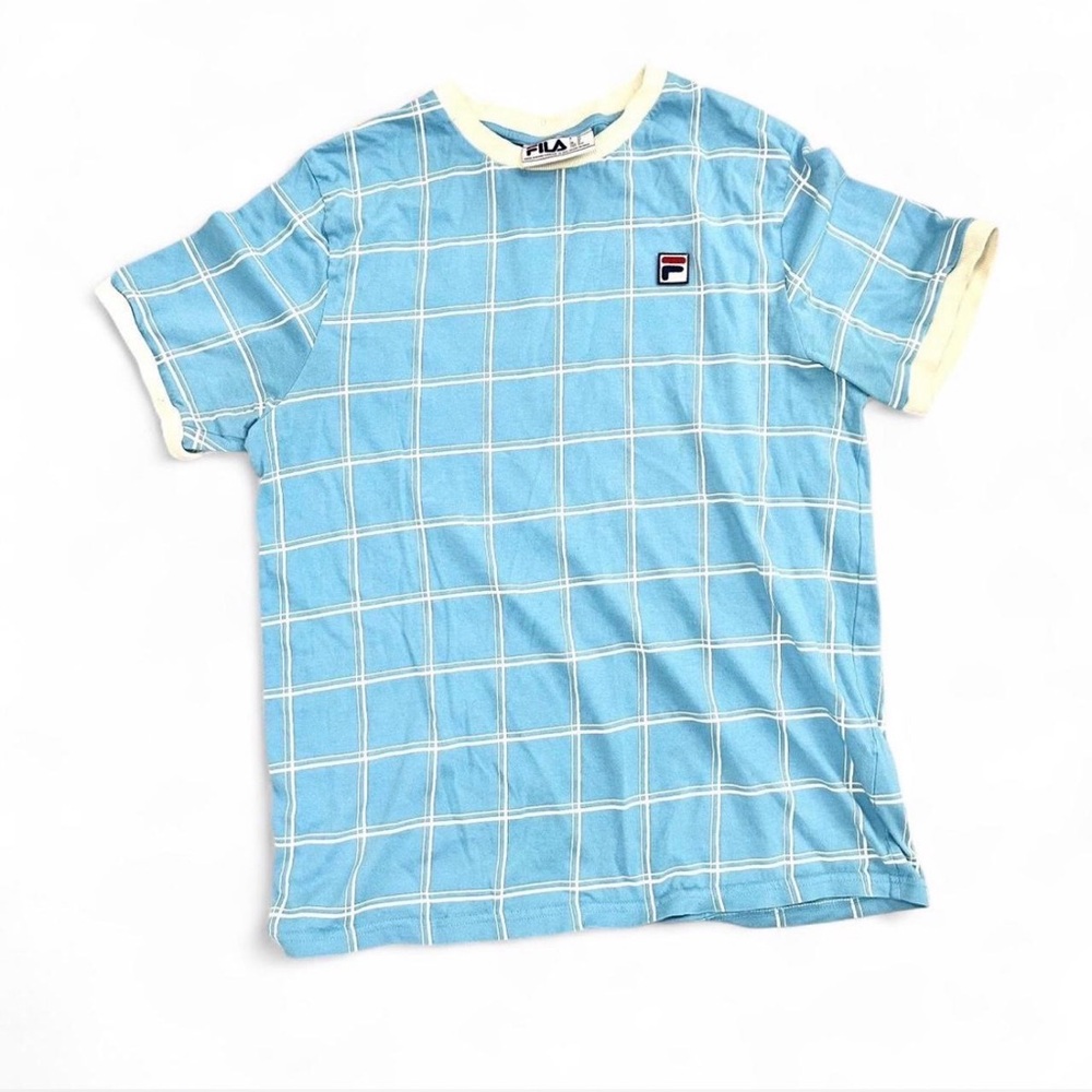 Fila blue and white checkered short sleeve tee
